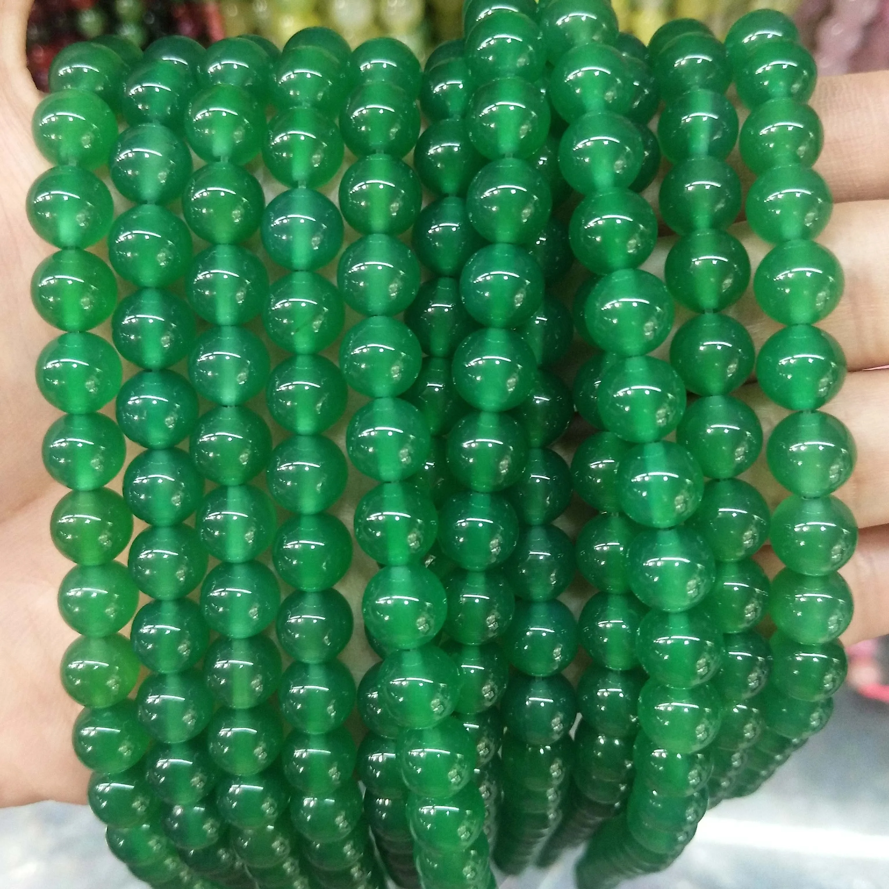Green agate Натуральный камень агат Стекло круглый незакрепленный камень бусины для самостоятельного изготовления ювелирных изделий браслет материал ожерелья 4681012 мм - Цвет: Green agate
