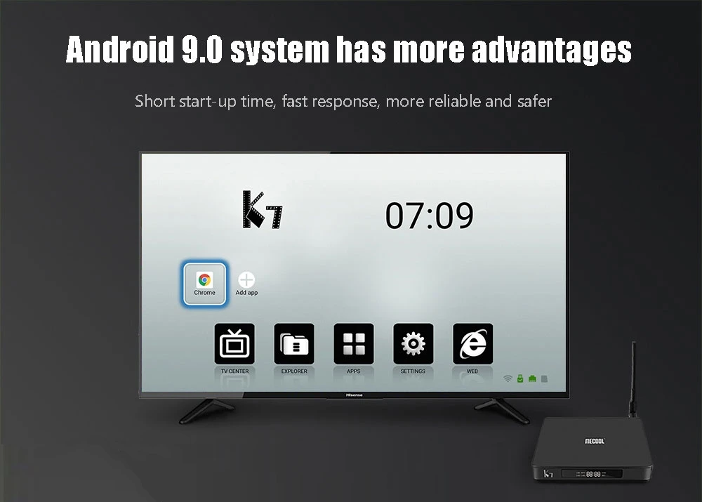 MECOOL K7 DVB S2/T2/TC tv box Amlogic S905X2 Android 9,0 smart tv box 4G LPDDR4 64G 4K 2,4G& 5GHz WiFi Bluetooth 1000M медиаплеер