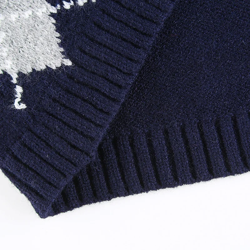 

Vintage Sweater Vest Women Sleeveless Plaid Knitted V Neck Crop Top Casual Autumn Style Clothes