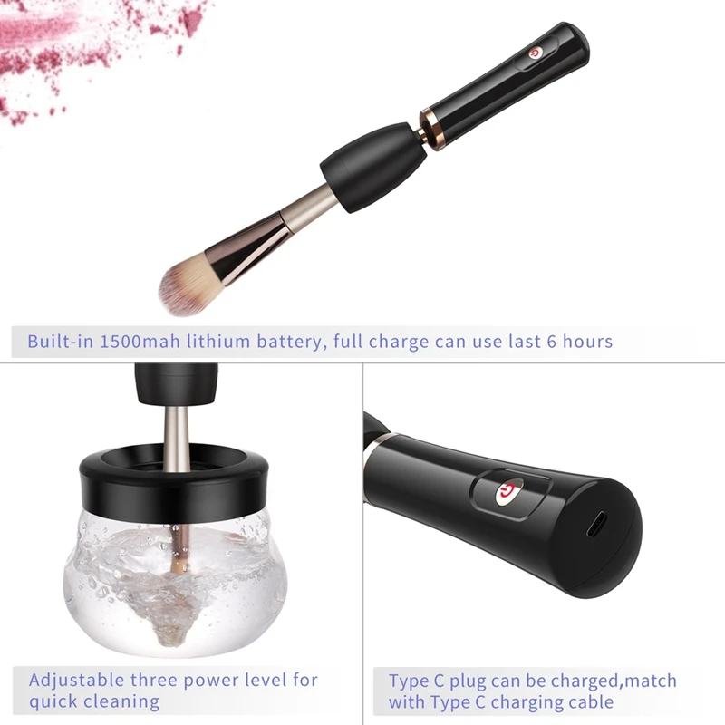 

Electric Automatic Makeup Brush Cleaner Quick Wash Dry Brushes Dryer Machine Usb Rechargeable Silicone Plug Auto Spinner 8 Pcs