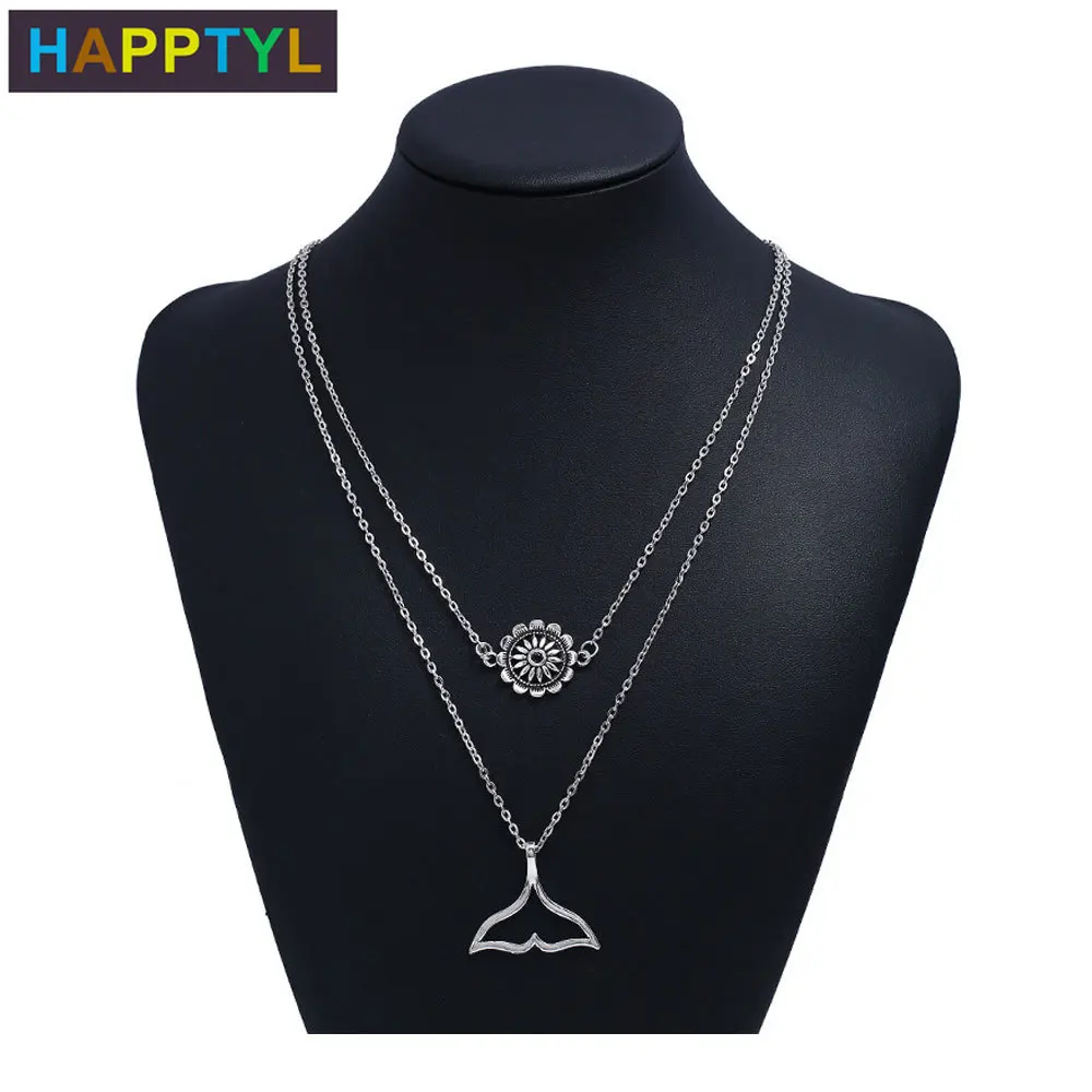 HAPPTYL 1 шт. двухслойная Подвеска со слоями эфирного рыбьего хвоста Подсолнух колье