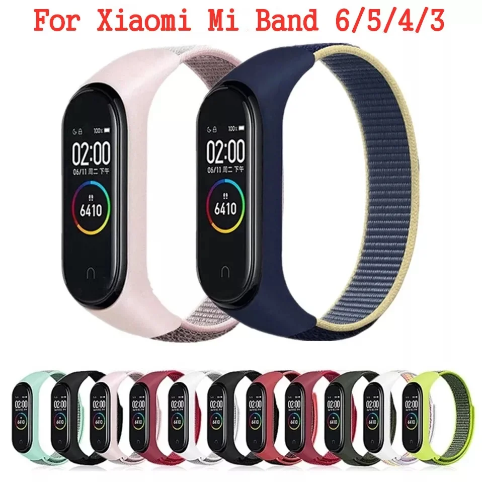 

Нейлоновый браслет для Mi Band 5 6, ремешок для спортивной петли, ремешок для часов, браслет для Xiaomi Mi band 4 3