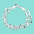 Модные браслеты-цепочки из серебра 925 пробы с сердцем и бусинами, ювелирные изделия, женские браслеты, Рождественский подарок