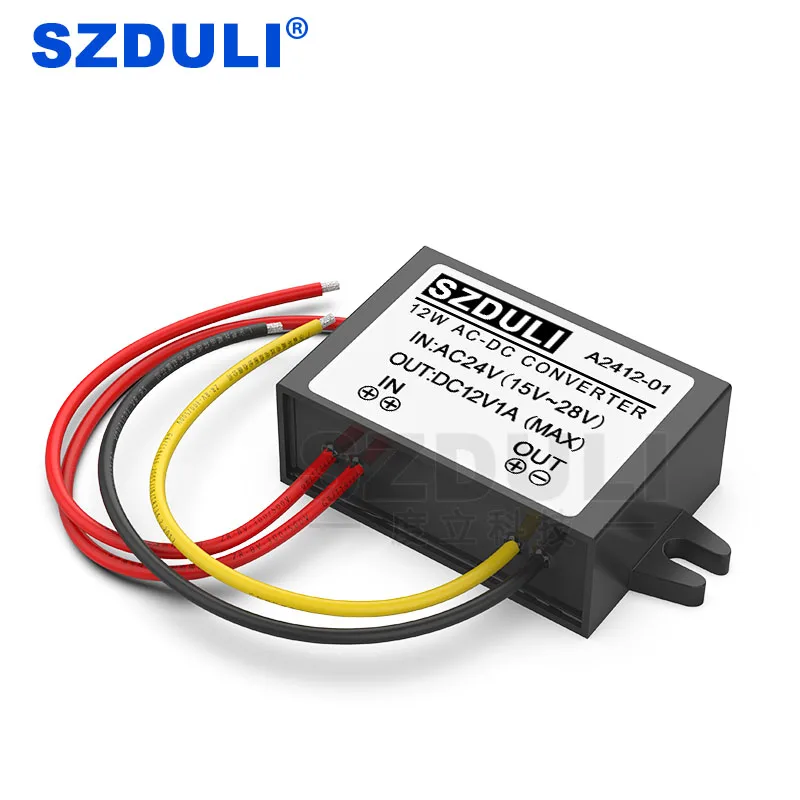 AC24V к DC12V 1A Преобразователь мощности 15 ~ 28V 12V 12W AC DC модуль трансформатора CE