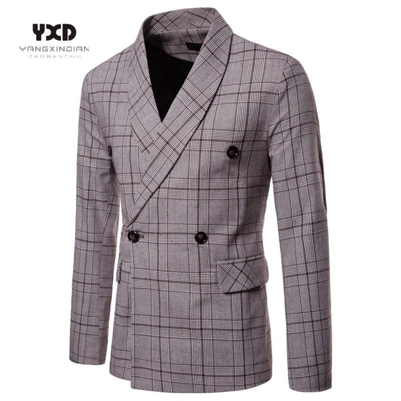 

Plus Size 4XL New British Style Check Business Men Blazer Fashion Man Casual Slim Fit Suit Jacket Male Social Coat Wedding Groom