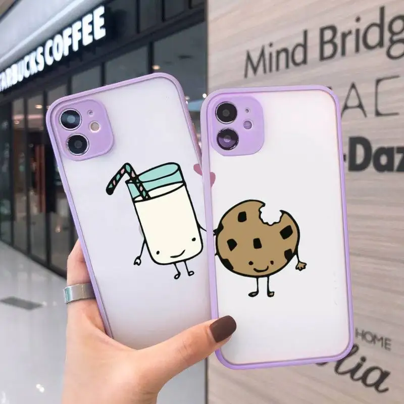 

Cute Milk Biscuits BFF Best Friends Phone Cases Matte Transparent for iPhone 7 8 11 12 s mini pro X XS XR MAX Plus cover funda