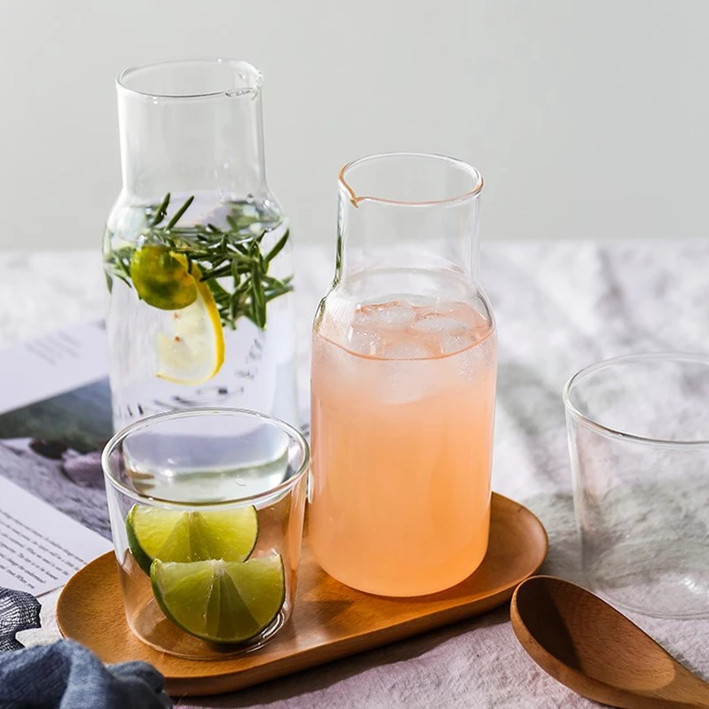 Стеклянный чайник для холодного напитка Набор чашек дома путешествий