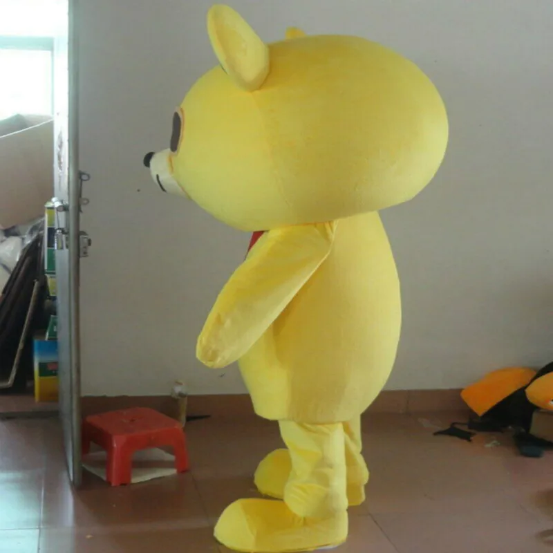 Костюм талисмана с желтым медведем Карнавальные меховые костюмы Вечерние для