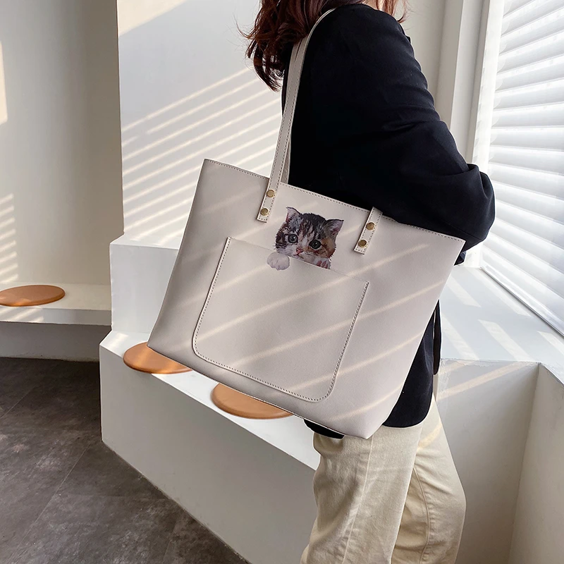 Вместительные женские Сумки из искусственной кожи сумки-тоут с модным принтом