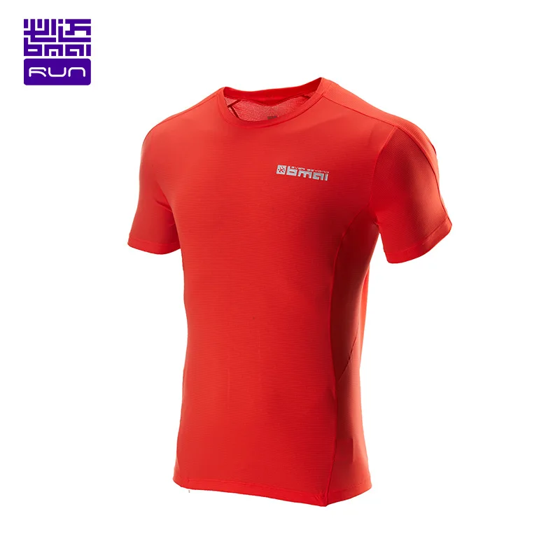 Мужская футболка для бега и фитнеса BMAI быстросохнущая Спортивная с коротким