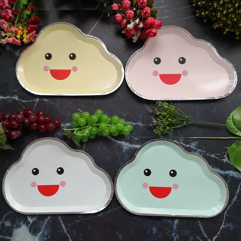 8PCS Color mixing Одноразовая посуда вечерние украшения на вечеринку дня рождения украшения Дети облако бумажный лоток белый бумажный лоток Свадьба деко - Цвет: 8PCS Color mixing