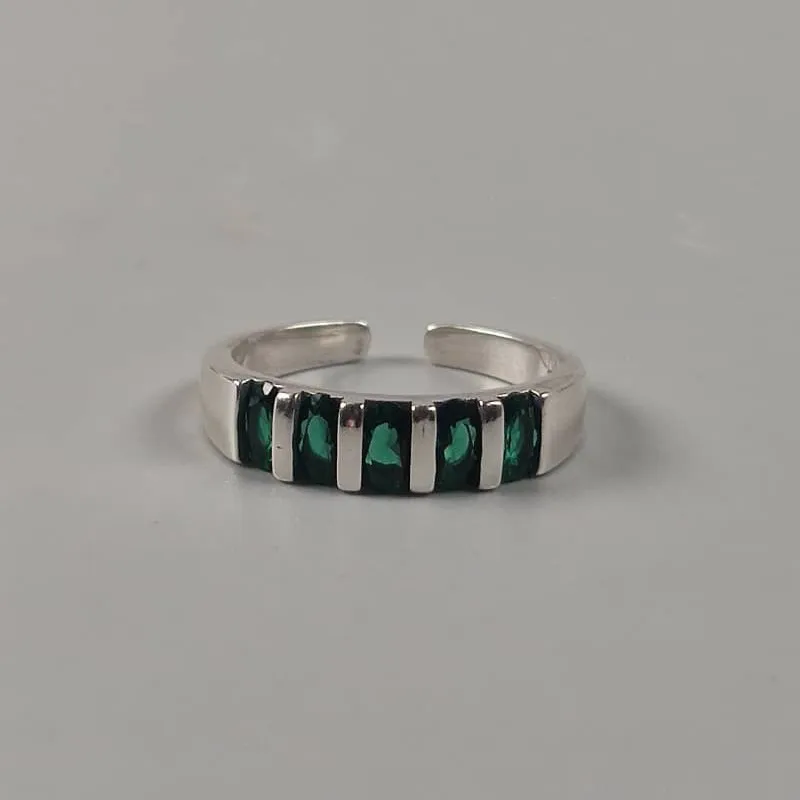 

Hot Sale In Stock High Quality 100% 925 Sterling Silver Ring Synthetic Emerald Unisex Jewelry Anniversary