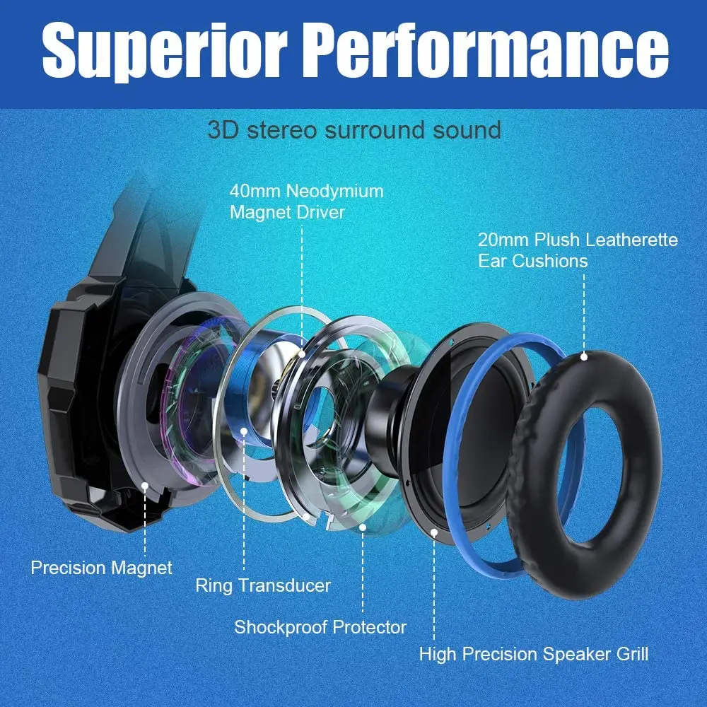 kotion each gaming headset casque deep bass stereo game headphone with microphone led light for ps4 phone laptop pc gamer free global shipping