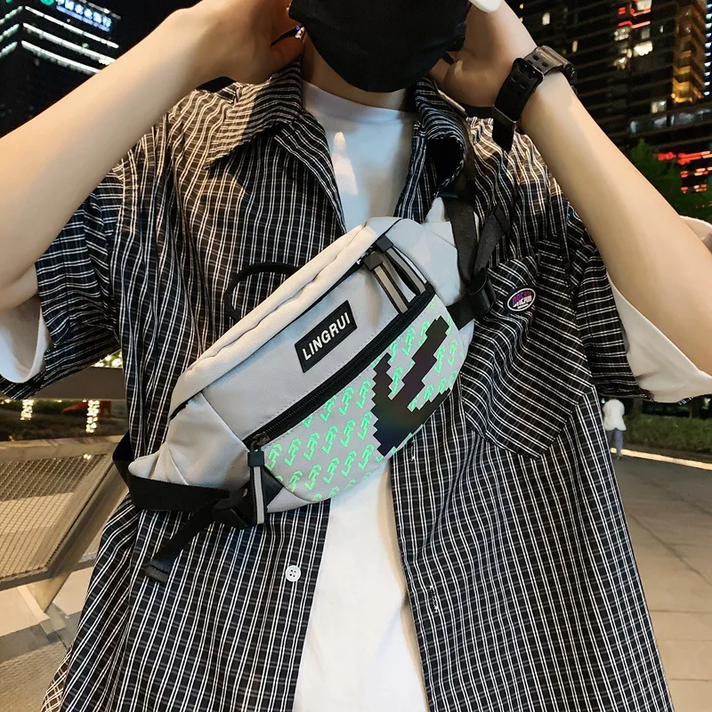 Men's Mobile Phone Multi-function Waist Bag Reflective Single Shoulder Bag Sports Leisure Cross Chest Bag 2021