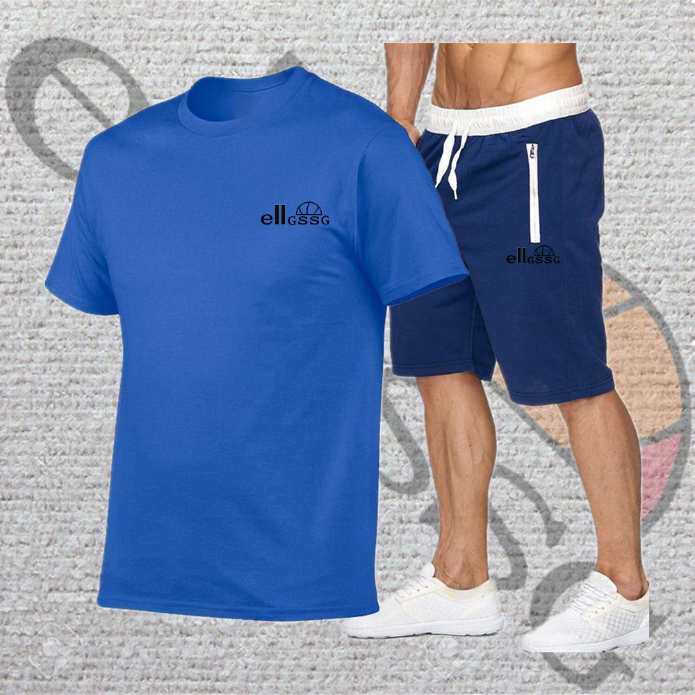 

Summer new men's short-sleeved shorts 2021 fashion printing solid color T-shirts men's short-sleeved casual men's tide brand