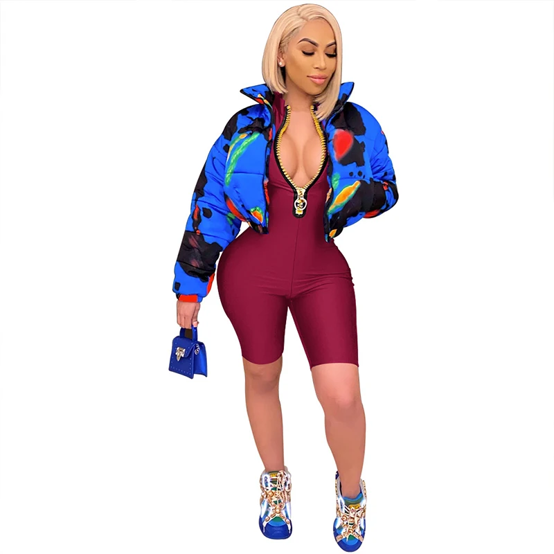 

Sexy Skinny Jumpsuits Women Clothing Solid Short Rompers 2021 Summer Bodycon Bodysiuts Short Sleeve Zip Up Overalls Playsuits