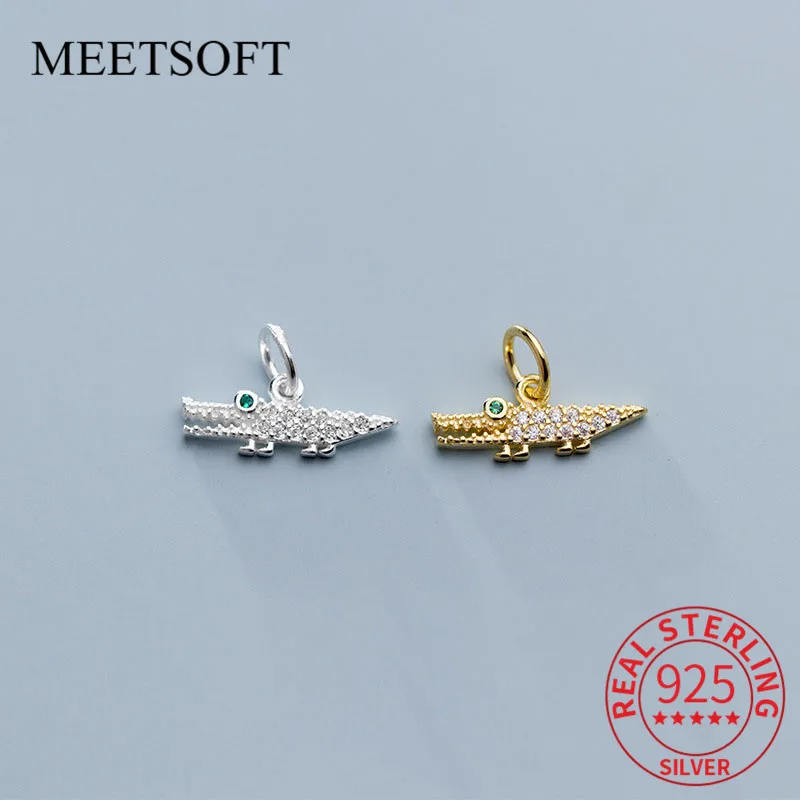 

MEETSOFT подлинное серебро 925 пробы крокодил Циркон Висячие шикарные подвески DIY ювелирные ожерелья ручной работы Deocration аксессуары