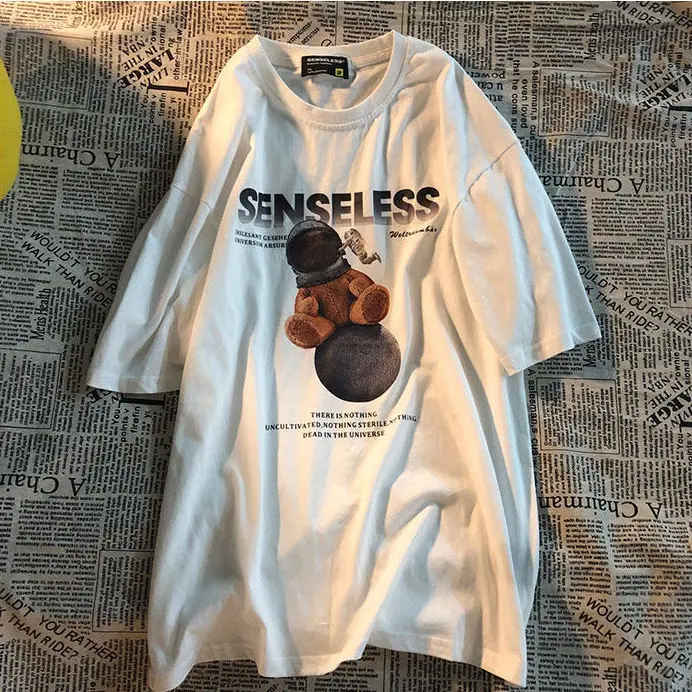 

Summer 100% cotton couple oversized t-shirt men's loose wild all-match women's t-shirt tops harajuku summer plus size t shirt