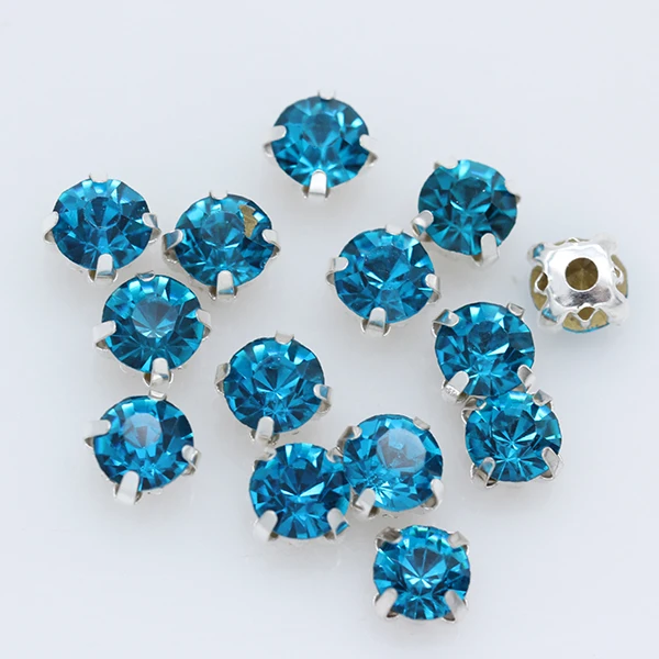 3/4/5/6/7/8/10mm Capri Blue Crystal Round Rhinestones Flatback With Claw Sew On diamanté Stone For Clothes Wedding Dress Trims | Дом и сад