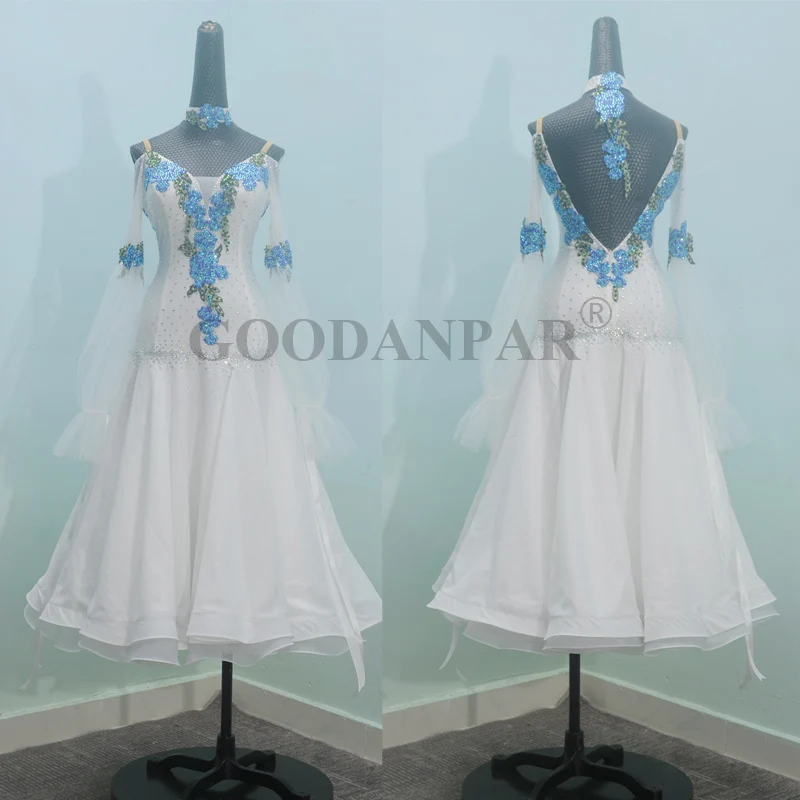 GOODANPAR Бальные Танцевальные соревновательные платья 2019custom на заказ бальные платья стандартные Драг королева костюмы стандартный белый