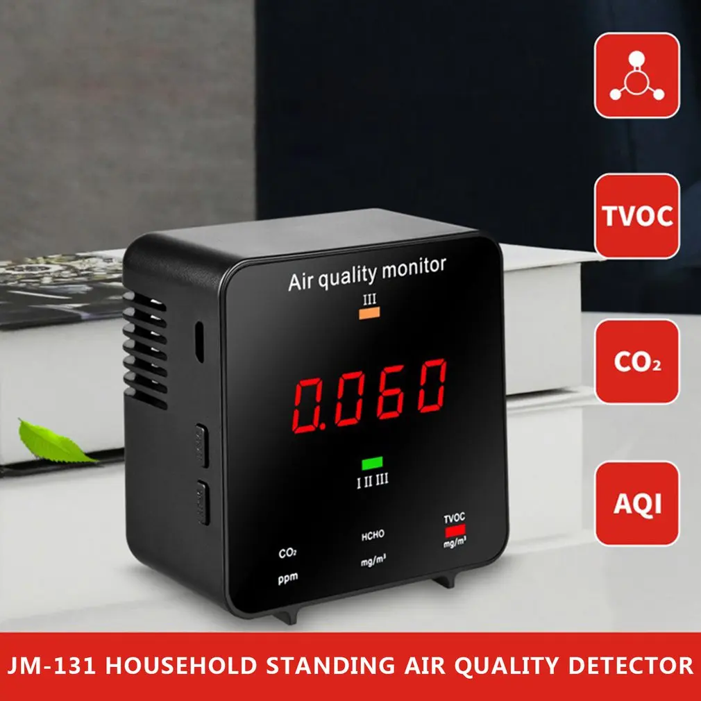 

Portable CO2 Meter Digital Temperature Humidity Sensor Tester Air Quality Monitor Carbon Dioxide TVOC Formaldehyde HCHO Detector