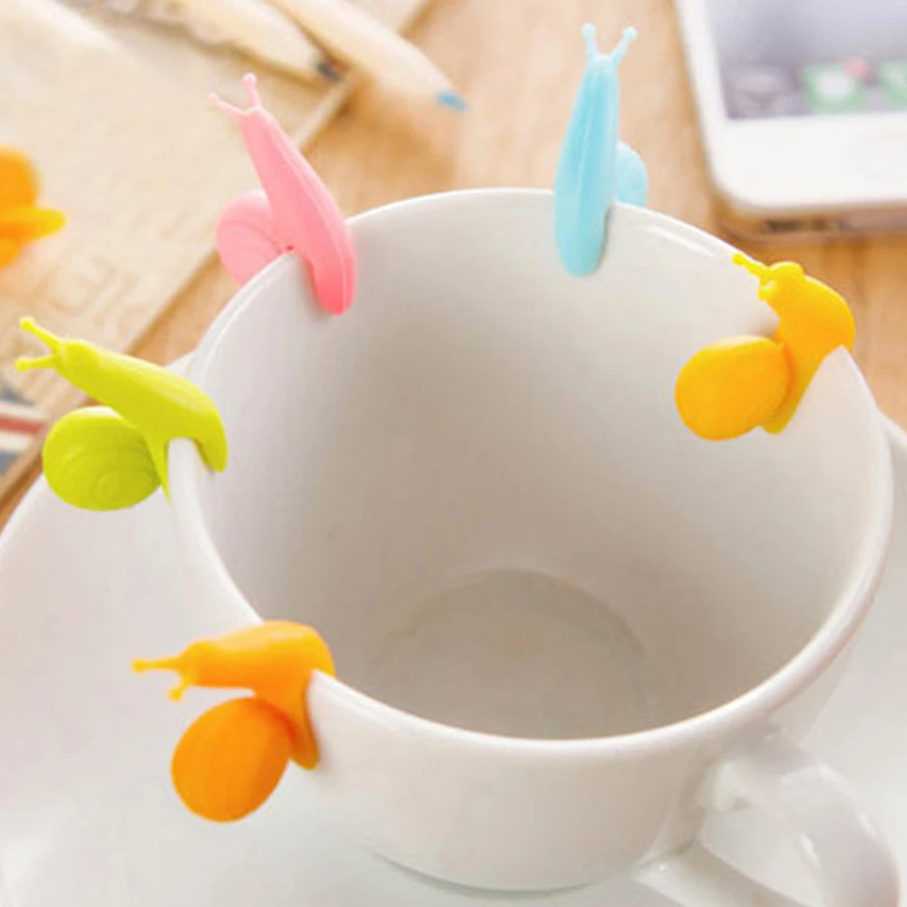 5Pcs / 6 Pcs Set Snail Silicone Tea Brewer Cup Edge Pendant Bag Holder Differentiated Label Hanging | Дом и сад