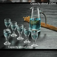7pcslot european glass wine glass simple household glass wine set sake set sake bottle drink glass set crystal bottle