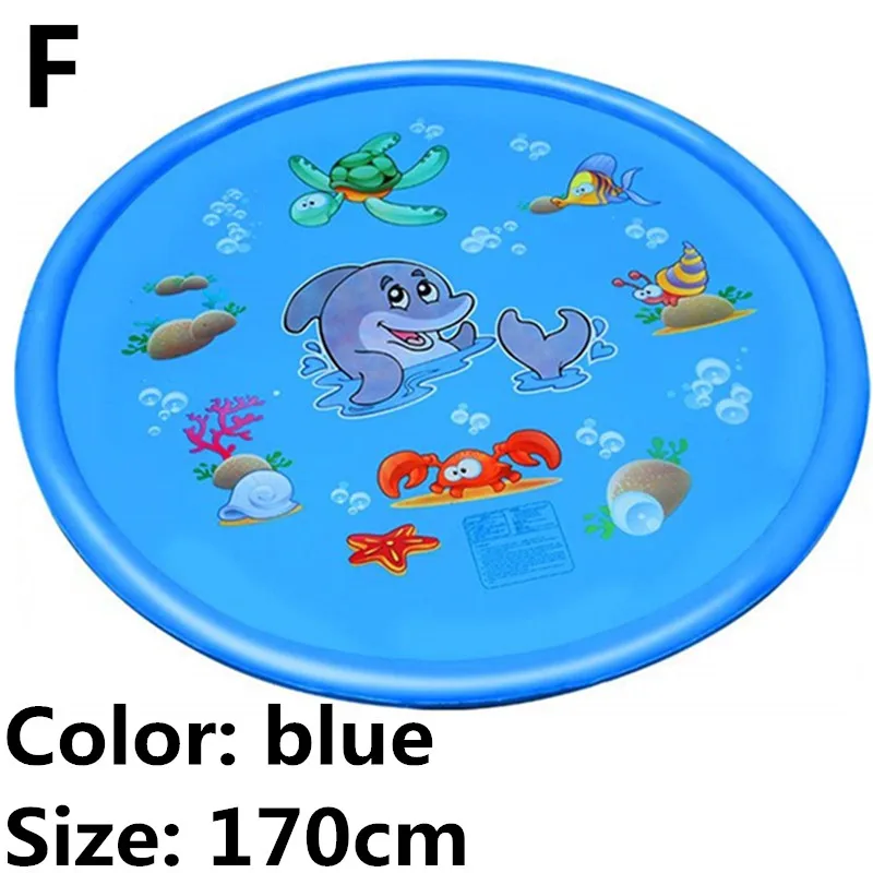 F Blue 170cm 100/150/170 см Летний детский водный мягкий игровой коврик детский открытый коврик для детей бассейн игры игрушка посыпать брызги воды игрушка - Цвет: F Blue 170cm