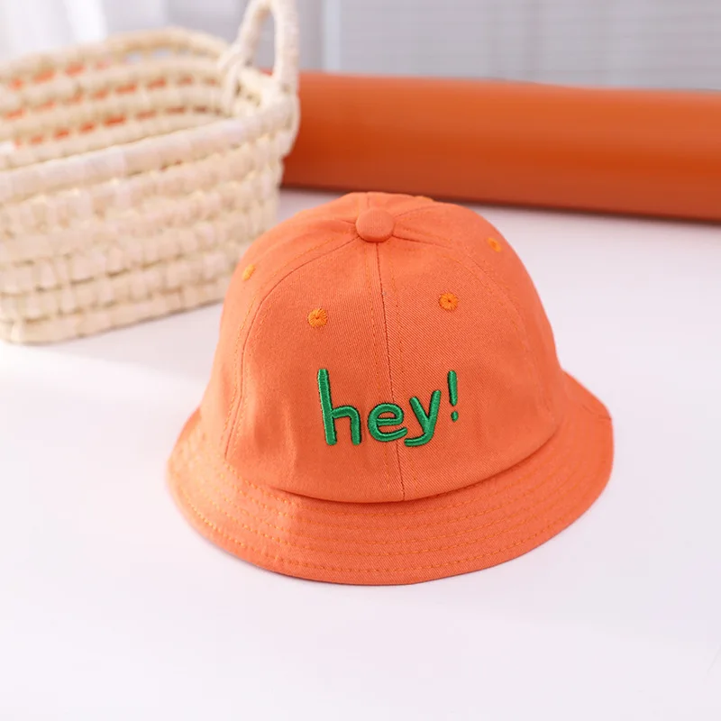 

2021 Hey Letters Embroidery Cute Newborn Baby Sun Hat Spring Boy Girl Hat Kids Bucket Hat Children Panama Hat Beach Caps Beanie