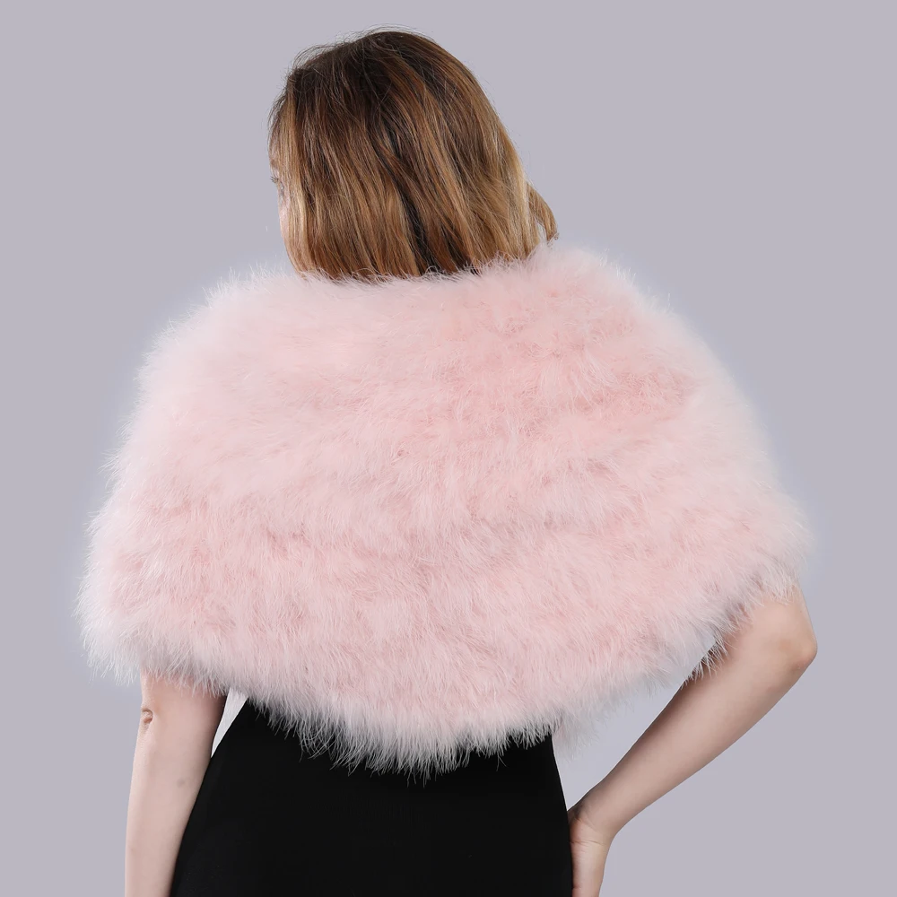 Новое поступление роскошные меховые болеры с белыми страусиными перьями цвета