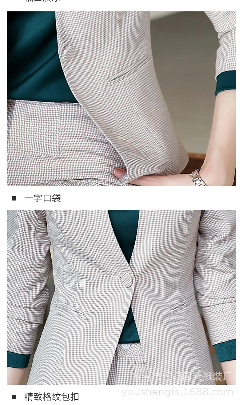 

Business Slim Lady Suits Pants Set High Quality Autumn casual temperament single button blazer Female office suit two-piece suit