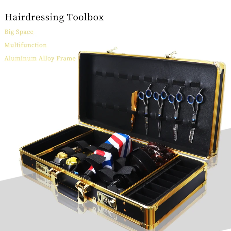 

Portable Aluminum Alloy Hairdressing Tool Box Salon Barber Shop High-End Storage Box Clippers Comb Brush Finishing Box