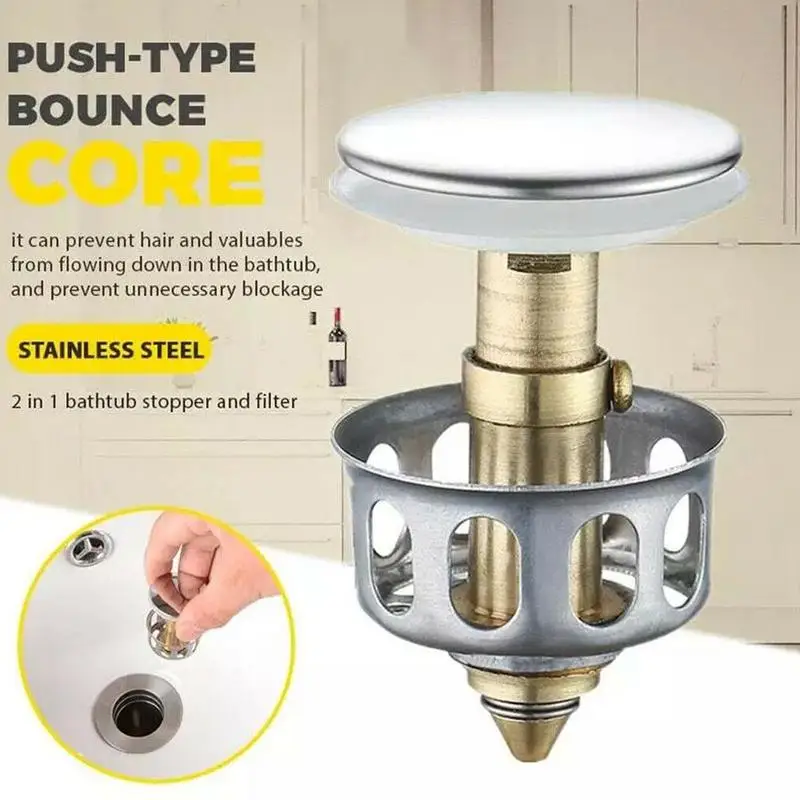 

1PC Universal Wash Basin Bounce Drain Filter 2 In 1 Shower Floor Sink Drain Vanity Stopper Bathtub Bathroom Accessory