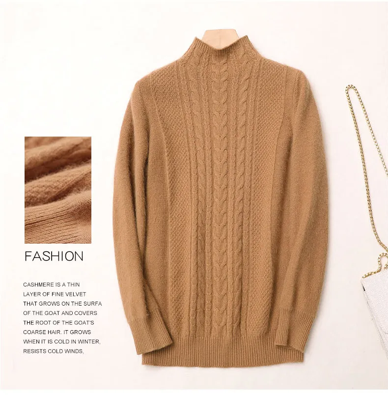 

Плотный шерстяной свитер, женский короткий пуловер с воротником-стойкой, облегающий, теплый, универсальный, вязаный, зимняя одежда, новинка