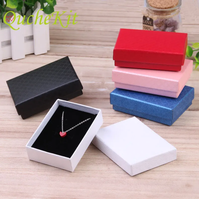 

36pc Luxurious Pink Cardboard Jewelry Box White Necklace Earring Bracelet Brooches Paper Gift Packaging Boxes With Sponge Inside
