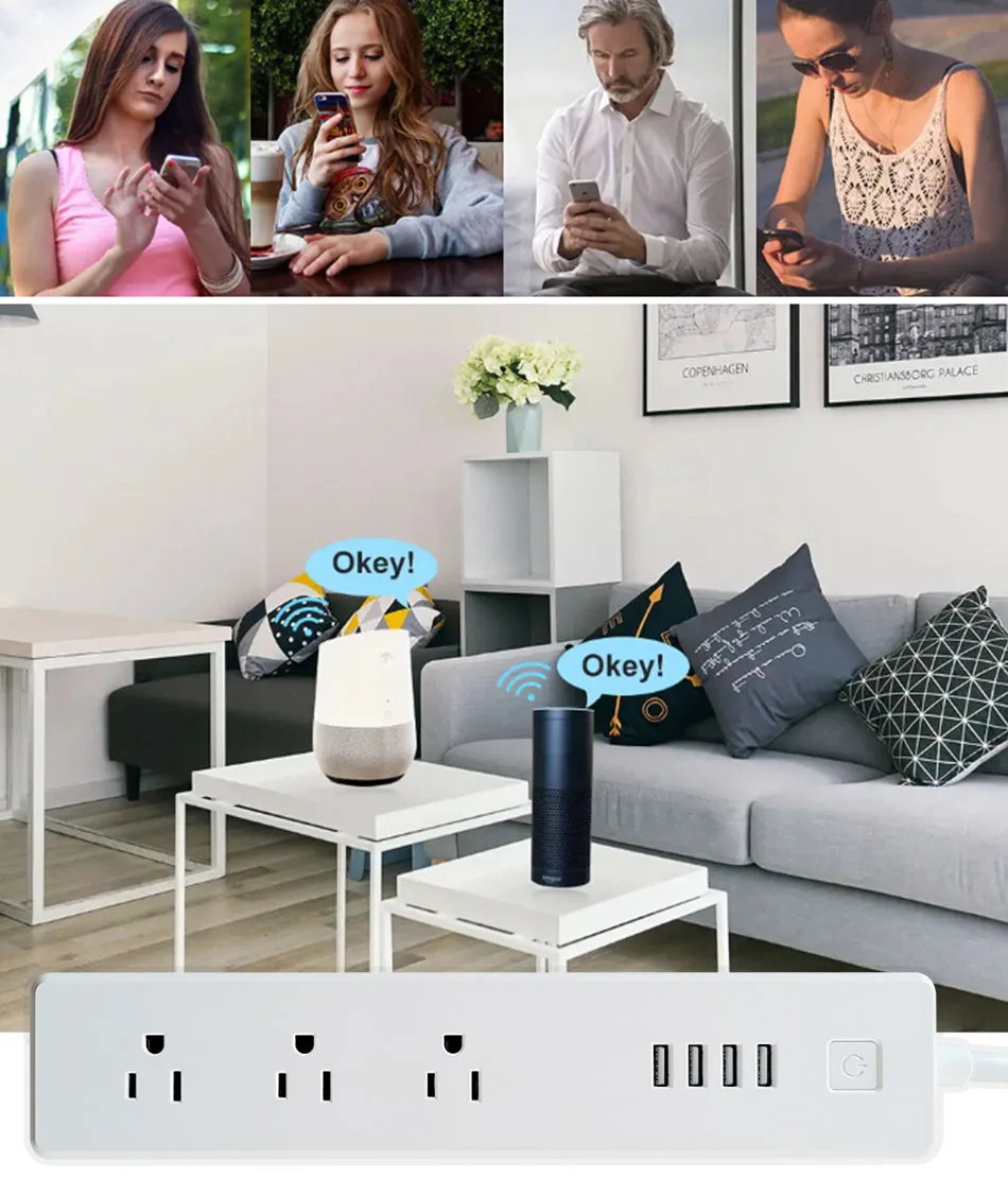 2 шт . Wifi умная розетка с питанием USB порт Tuya Smart Life приложение управление Alexa Google