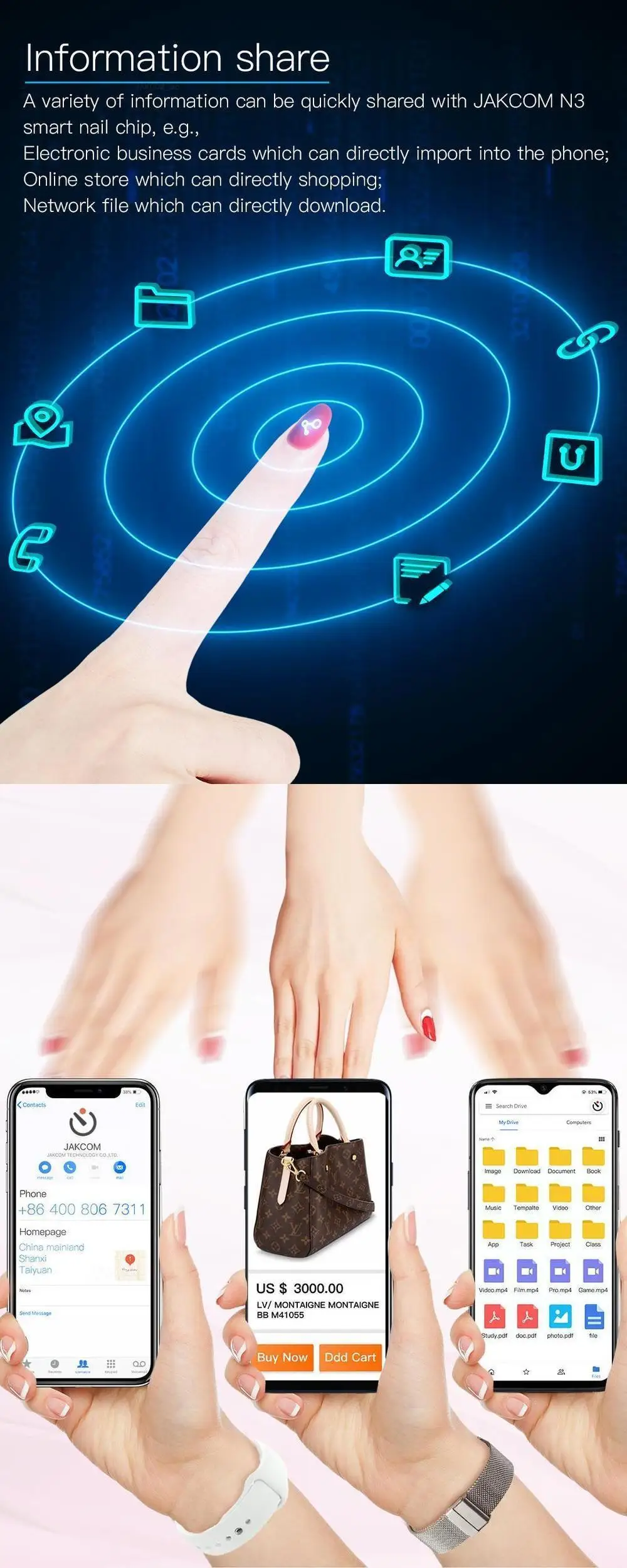 Jakcom N3 Smart Nail гибкий чип Встроенный для кожи материал поддерживает виртуальный вызов SOS сообщение Android IOS доступны
