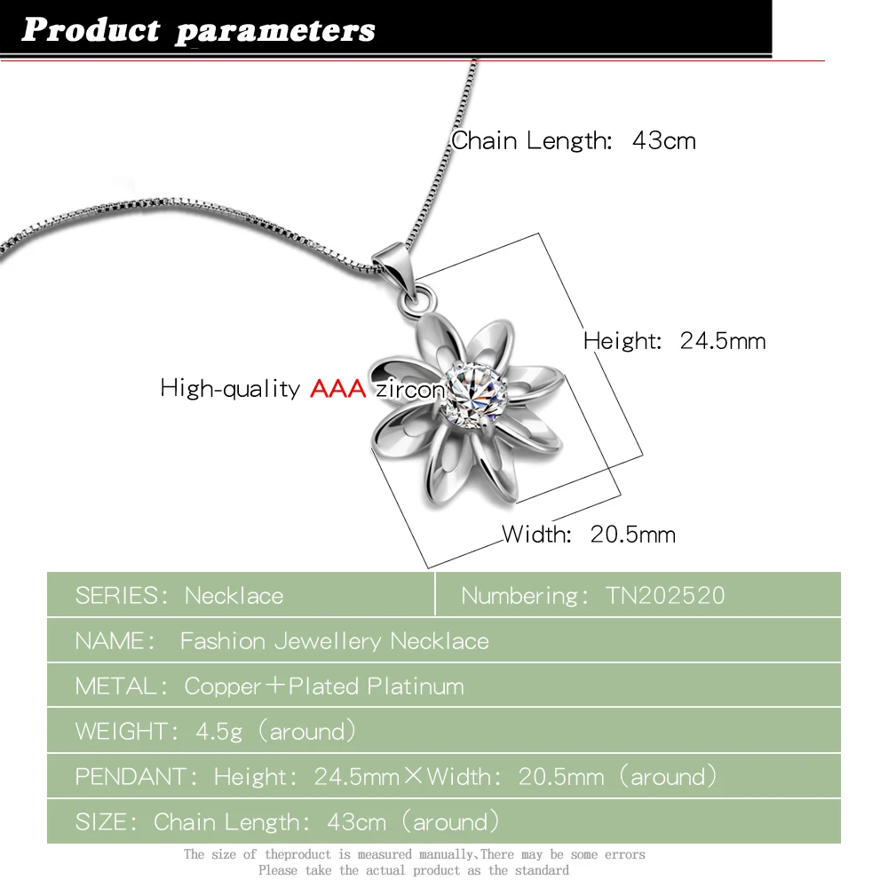 Простой милый цветок циркон кулон ожерелье Кристалл корейская мода темперамент