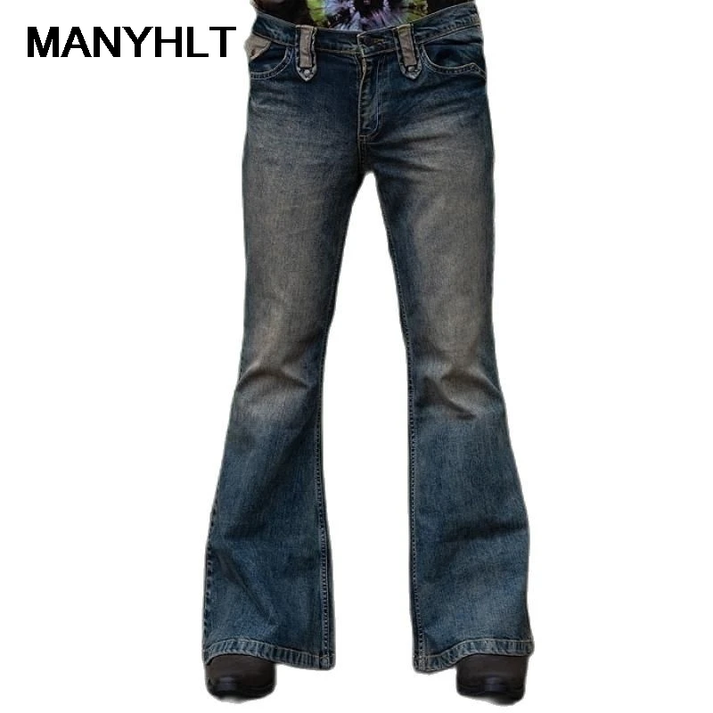 

New Men's Clothing Jeans European And American Style Men's Stretch Horn Jeans Fashion Casual Loose Pants Streetwear Men Y2K