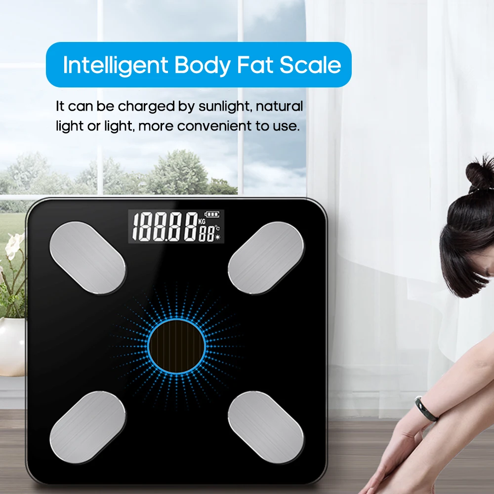 

Intelligent Body Fat Scale BT Electronic Digital Weight Scale Body Composition Analyzer Monitor with Smartphone App