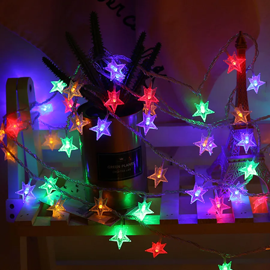 

Thrisdar Battery/USB Powered Star Fairy String Light 10/20/40/80 Christmas Star String Light Wedding Party Star Garland Light