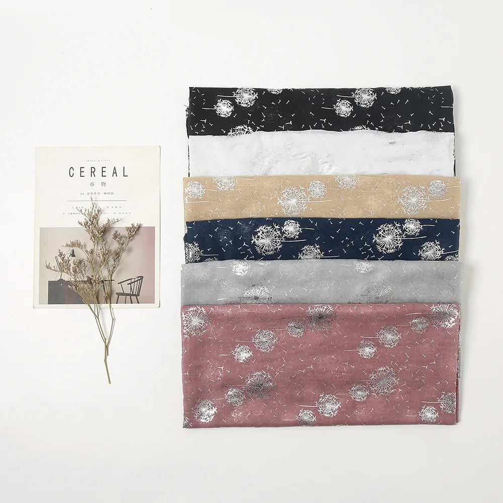 Весенний шарф с принтом одуванчика из серебристой фольги шали Длинный мягкий