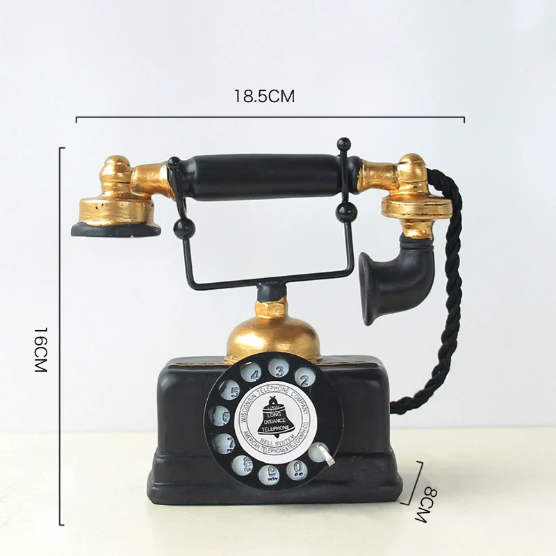 

European-Style Retro Resin Telephone Ornaments Antique Old-Fashioned Telephone Home Living Room Desktop Decoration Crafts