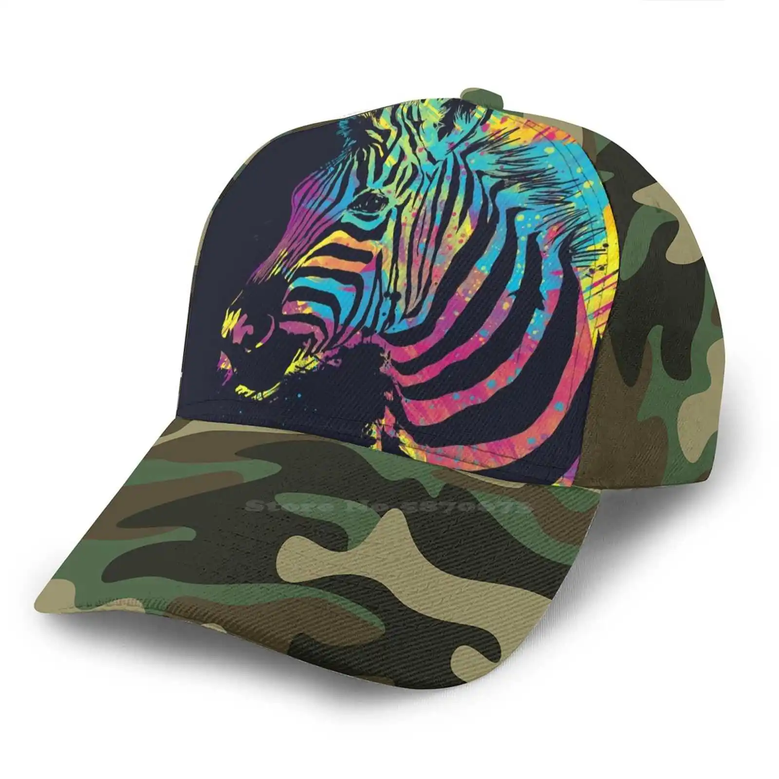 Кепка армейская с принтом Зебра модная шапка цветным рисунком радуги Шапка