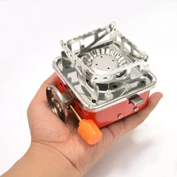 outdoor portable stove aluminum alloy mini folding furnace camping picnic bbq cooking integrated stove with gas tank connector