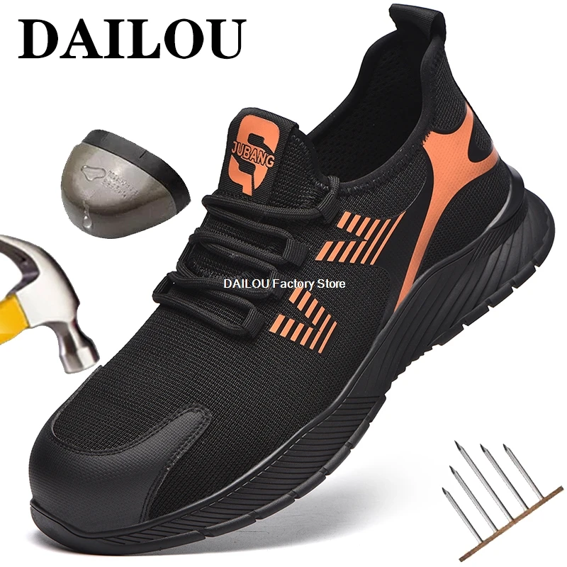 

Дышащие рабочие ботинки, мужские строительные защитные ботинки со стальным носком для мужчин, рабочие кроссовки, Противоударные Защитные р...