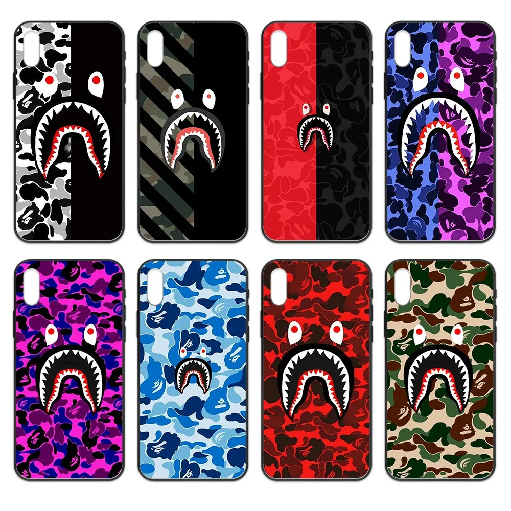 Окрашенный спортивный брендовый Bape черный чехол для телефона iphone 4 4s 5 5S SE 5C 6 6S 7 8
