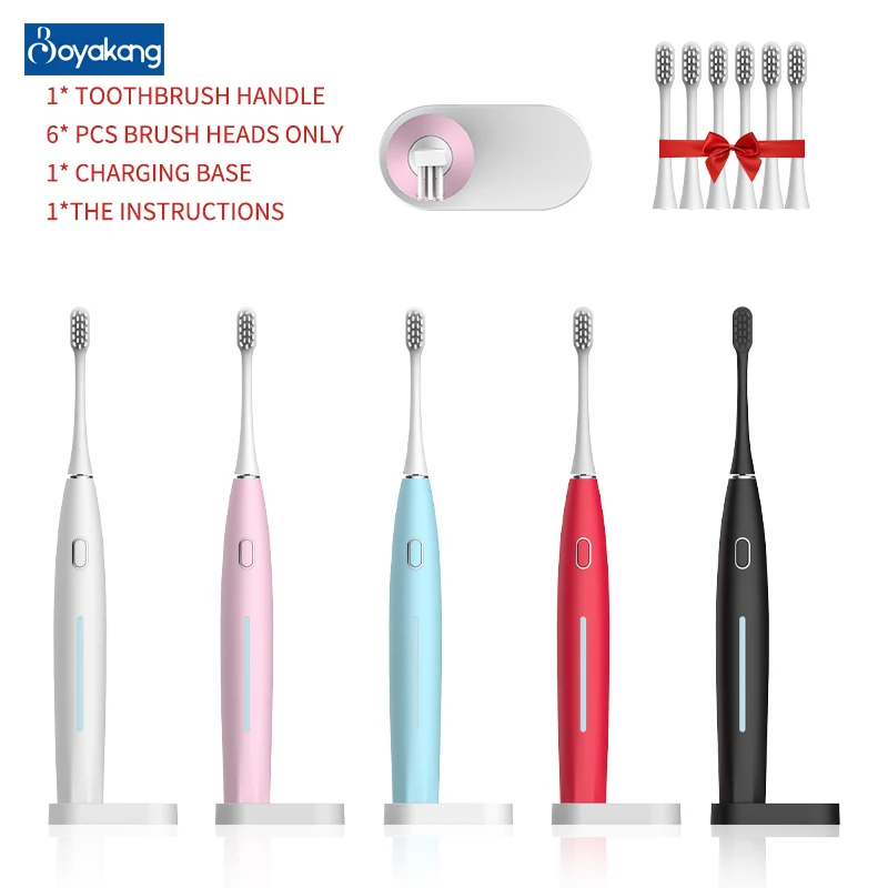 

Boyakang Sonic Electric Toothbrush Rechargrable Audlt IPX7 Waterproof Dupont Smart Timing Bristles Wireless Quick Charge