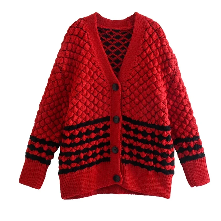 

Elmsk английский стиль высокие зимние свитера женские уличные полоски винтажные оверсайз однобортные вязаные кардиганы Женская куртка