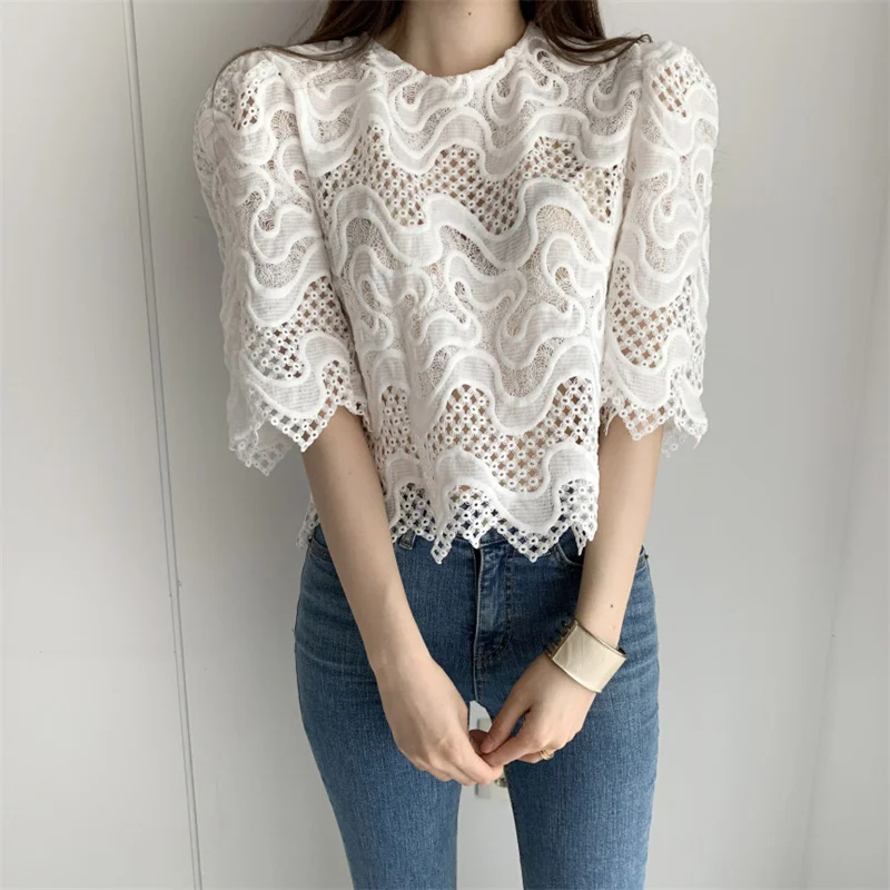 

Lace Summer Women's Water Ripple Lace Shirt